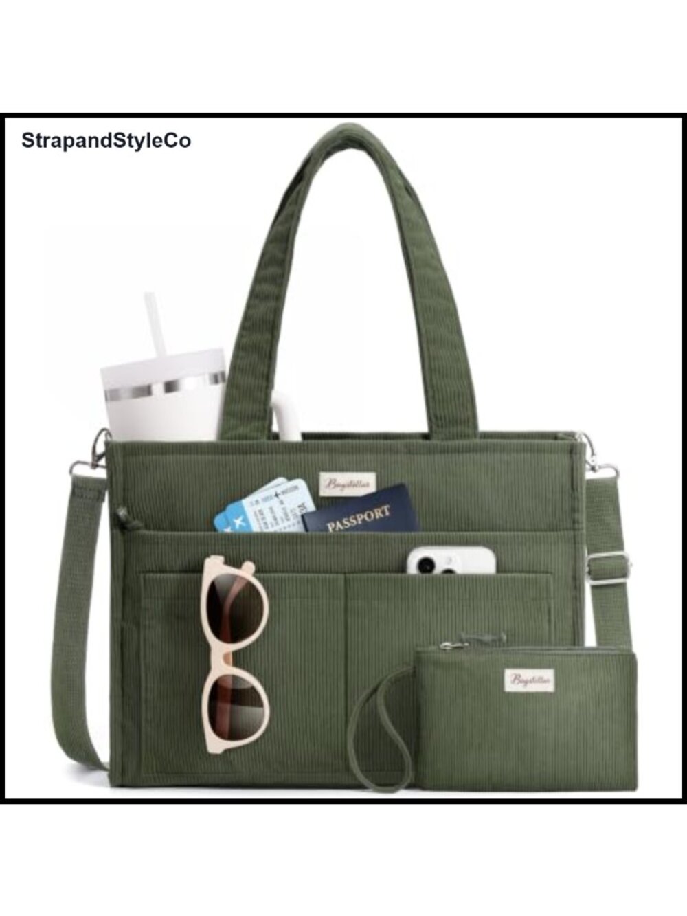 Corduroy Tote Bag 15 Pockets Laptop Teacher Nurse Work